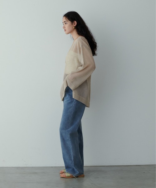 LARUTA（ラルータ）の「【LARUTA】シアー麻タッチスリット付プルオーバー（Tシャツ/カットソー・レディース・ベージュ/イエロー/オフホワイト/ブラック・FREE）」の19枚目の写真