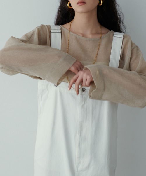 LARUTA（ラルータ）の「【LARUTA】シアー麻タッチスリット付プルオーバー（Tシャツ/カットソー・レディース・ベージュ/イエロー/オフホワイト/ブラック・FREE）」の20枚目の写真
