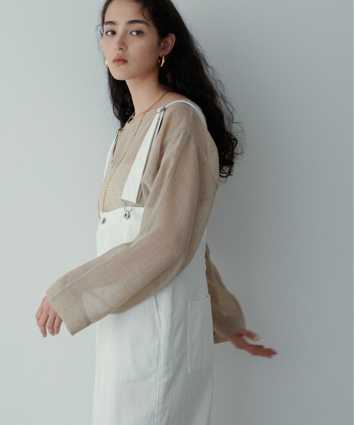 LARUTA（ラルータ）の「【LARUTA】シアー麻タッチスリット付プルオーバー（Tシャツ/カットソー・レディース・ベージュ/イエロー/オフホワイト/ブラック・FREE）」の22枚目の写真