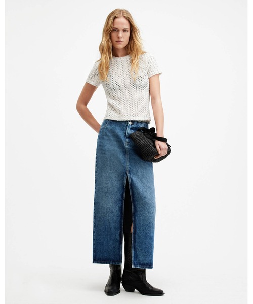ALLSAINTS（オールセインツ）の「KARMA CROCHET STEVIE SLIM FIT T-SHIRT | KARMA クロシェ スティービー スリム フィット Tシャツ（Tシャツ/カットソー・レディース・ホワイト・6/2/4/8/10/12）」の3枚目の写真