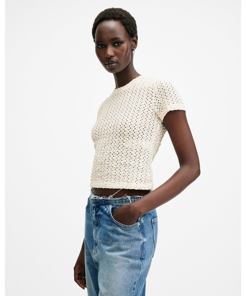 ALLSAINTS(オールセインツ)の「KARMA CROCHET STEVIE SLIM FIT T-SHIRT | KARMA クロシェ スティービー スリム フィット Tシャツ(Tシャツ/カットソー・レディース・ホワイト・6/2/4/8/10/12)」の17枚目の写真
