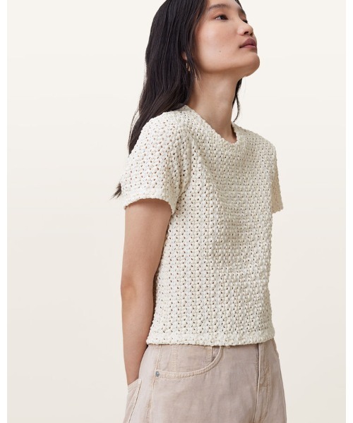 ALLSAINTS(オールセインツ)の「KARMA CROCHET STEVIE SLIM FIT T-SHIRT | KARMA クロシェ スティービー スリム フィット Tシャツ(Tシャツ/カットソー・レディース・ホワイト・6/2/4/8/10/12)」の15枚目の写真