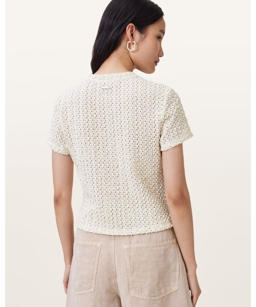ALLSAINTS(オールセインツ)の「KARMA CROCHET STEVIE SLIM FIT T-SHIRT | KARMA クロシェ スティービー スリム フィット Tシャツ(Tシャツ/カットソー・レディース・ホワイト・6/2/4/8/10/12)」の16枚目の写真