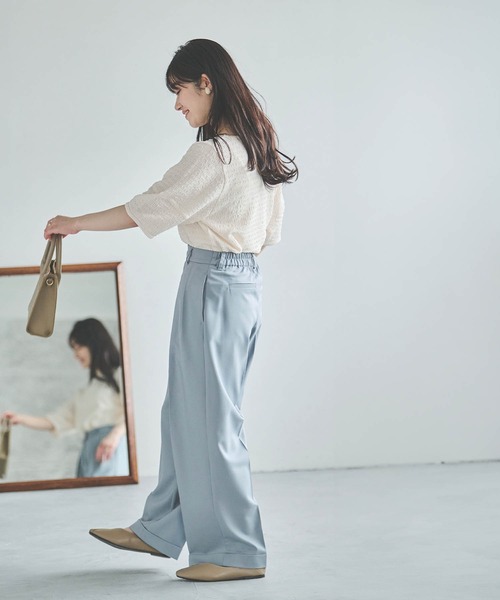 150㎝前後の小柄さんサイズ】ダブルタックパンツ【接触冷感