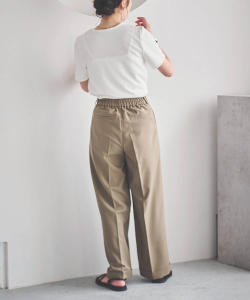 AMIE original ダブルタックストレートパンツ 小柄さん向けサイズあり】ダブルタックパンツ【新色追加