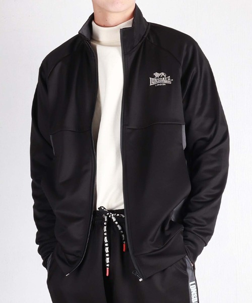 LONSDALE(ロンズデール)の「LONSDALE ポリニット 配色切替 バックプリント ZIPパーカー(ジャージ・メンズ・ブラック/チャコール・LL/M)」の4枚目の写真