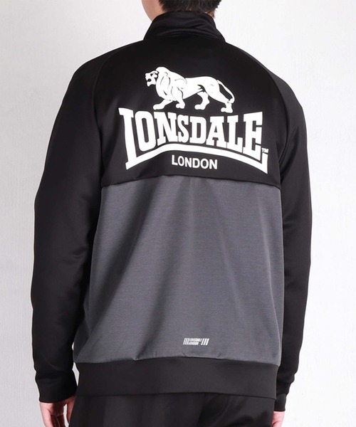 LONSDALE(ロンズデール)の「LONSDALE ポリニット 配色切替 バックプリント ZIPパーカー(ジャージ・メンズ・ブラック/チャコール・LL/M)」の5枚目の写真