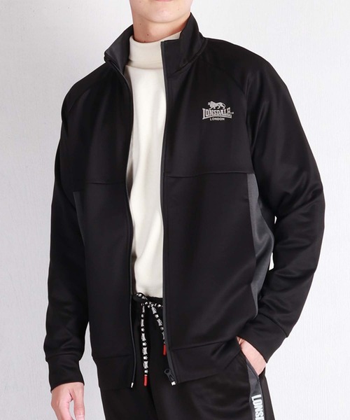 LONSDALE(ロンズデール)の「LONSDALE ポリニット 配色切替 バックプリント ZIPパーカー(ジャージ・メンズ・ブラック/チャコール・LL/M)」の3枚目の写真