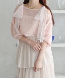 Ambre Neige | 2way mesh ribbon tops / 2wayメッシュリボントップス(Tシャツ/カットソー)