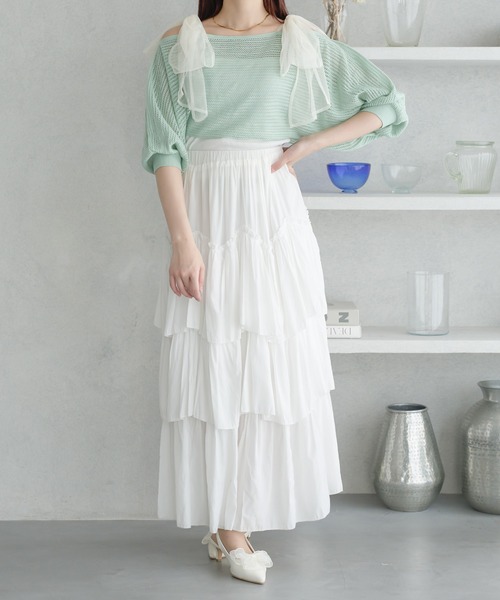 Ambre Neige（アンブルネージュ）の「2way mesh ribbon tops