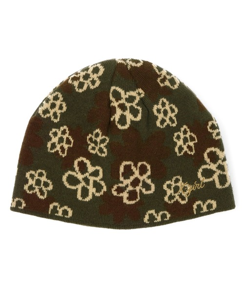 X-girl（エックスガール）の「PIXEL FLOWER JACQUARD BEANIE（ニットキャップ/ビーニー・レディース・ブラック/オリーブ・ONE SIZE）」の17枚目の写真