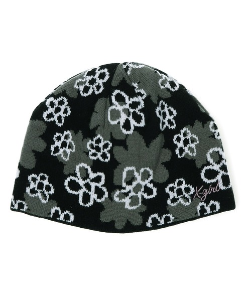 X-girl（エックスガール）の「PIXEL FLOWER JACQUARD BEANIE（ニットキャップ/ビーニー・レディース・ブラック/オリーブ・ONE SIZE）」の18枚目の写真
