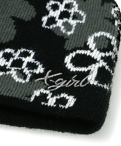 X-girl（エックスガール）の「PIXEL FLOWER JACQUARD BEANIE（ニットキャップ/ビーニー・レディース・ブラック/オリーブ・ONE SIZE）」の19枚目の写真