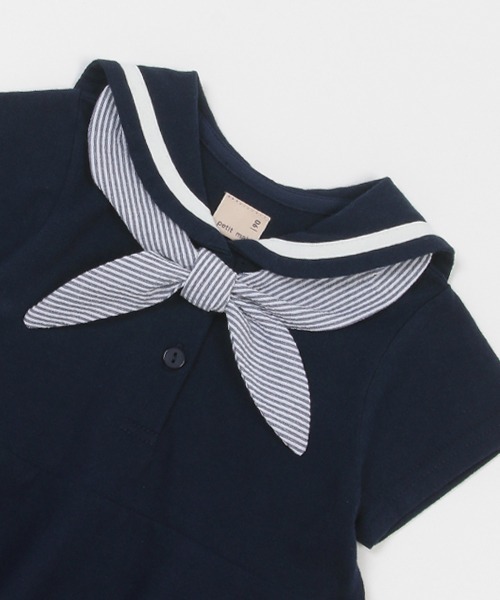 petit main（プティマイン）の「【リンク/接触冷感】セーラーワンピース（ワンピース・キッズ・オフホワイト/ネイビー・80ｃｍ/90cm/100cm/110cm/120cm/130cm）」の7枚目の写真