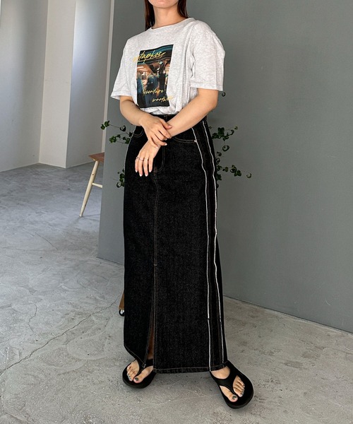 feepur（フェピュール）の「サイドフリンジナローデニムスカート（デニムスカート・レディース・ブラック/グレー/ブルー・SMALL/MEDIUM）」の14枚目の写真