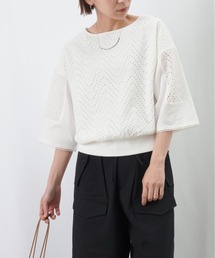 LUCA/LADY LUCK LUCA（ルカ/レディラックルカ）の「LC/LLL レースドッキングプルオーバー / コットンレース切替プルオーバー（Tシャツ/カットソー）」