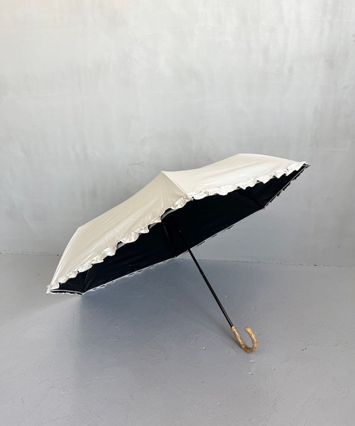 Me%（ミィパーセント）の「【晴雨兼用傘】フリルミニカサ 102559（折りたたみ傘・レディース・ブラック/ベージュ/アイボリー・FREE）」の8枚目の写真