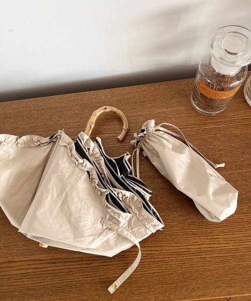 Me%（ミィパーセント）の「【晴雨兼用傘】フリルミニカサ 102559（折りたたみ傘・レディース・ブラック/ベージュ/アイボリー・FREE）」の18枚目の写真