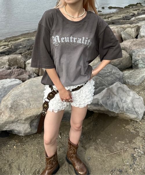 sedacle(セダクル)の「フロント加工スタッズTEE(Tシャツ/カットソー・メンズ・ブラック/グレー/ネイビー/ピンク/レッド・SMALL/MEDIUM/LARGE)」の3枚目の写真