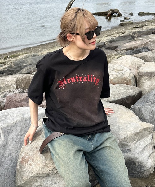 sedacle(セダクル)の「フロント加工スタッズTEE(Tシャツ/カットソー・メンズ・ブラック/グレー/ネイビー/ピンク/レッド・SMALL/MEDIUM/LARGE)」の19枚目の写真