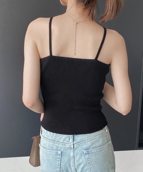 Miniministore(ミニミニストア)の「キャミソール フロントVカット 春秋夏(キャミソール・レディース・ブラック/カーキ/グレー/ダークブラウン/ホワイト・FREE)」の7枚目の写真