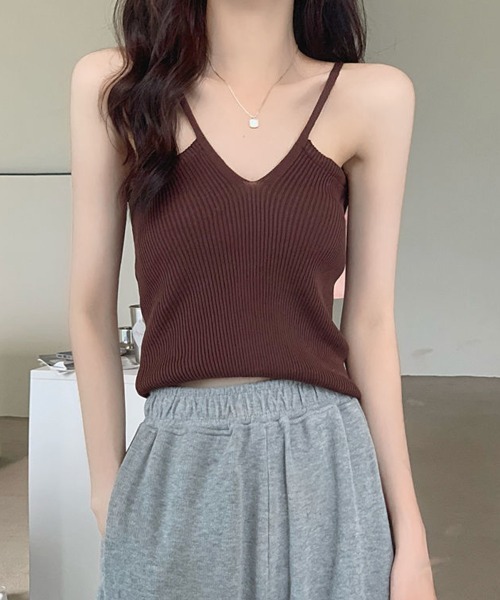 Miniministore(ミニミニストア)の「キャミソール フロントVカット 春秋夏(キャミソール・レディース・ブラック/カーキ/グレー/ダークブラウン/ホワイト・FREE)」の14枚目の写真