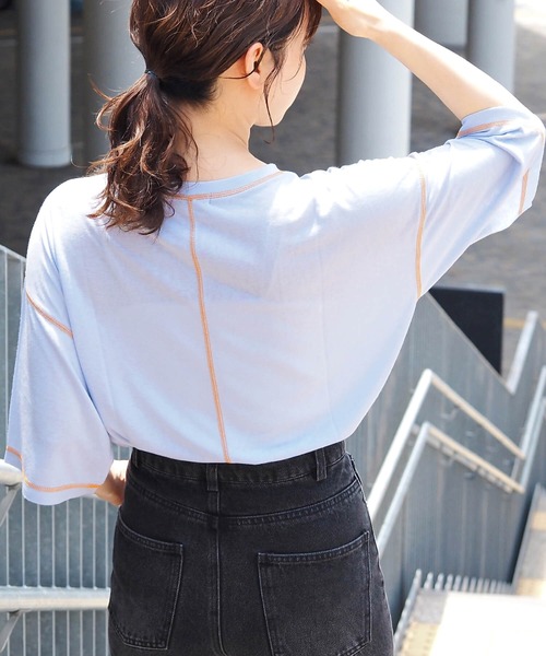 tiptop（ティップトップ）の「アソートスラブシアーBIGTシャツ（Tシャツ/カットソー・レディース・ブルー/ホワイト系その他/ブラック系その他/オフホワイト/ブラック・FREE）」の5枚目の写真