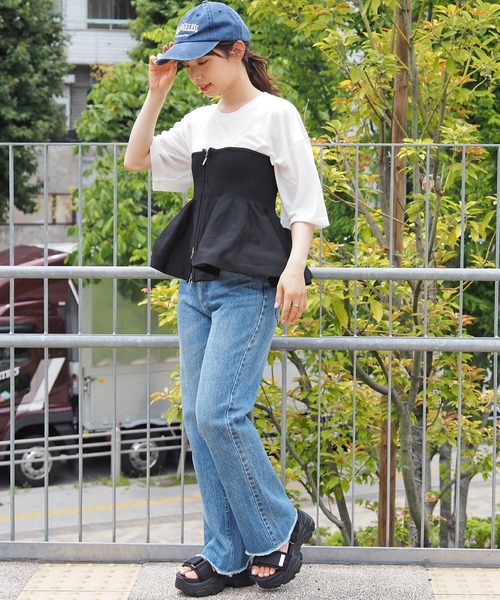 tiptop（ティップトップ）の「アソートスラブシアーBIGTシャツ（Tシャツ/カットソー・レディース・ブルー/ホワイト系その他/ブラック系その他/オフホワイト/ブラック・FREE）」の10枚目の写真