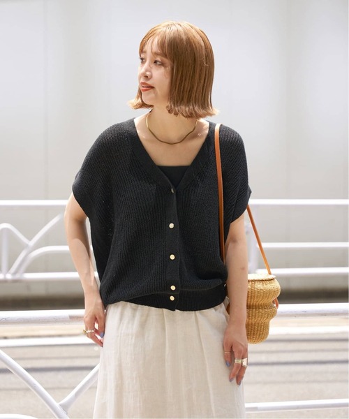 B.C STOCK（ベーセーストック）の「《追加3》リネンコットンベスト（ベスト・レディース・ベージュ/ホワイト/ブラック・FREE）」の13枚目の写真