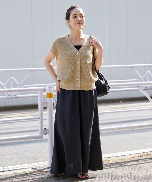 【新品】B.C STOCK リネンコットンベスト　ブラック ベーセーストック B.C STOCK 《追加3》リネンコットンベスト