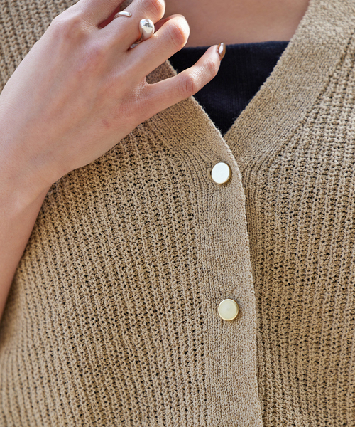 B.C STOCK（ベーセーストック）の「《追加3》リネンコットンベスト（ベスト・レディース・ベージュ/ホワイト/ブラック・FREE）」の5枚目の写真