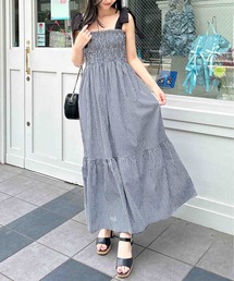 INGNI | 配色肩リボンシャーリングワンピース(ワンピース)