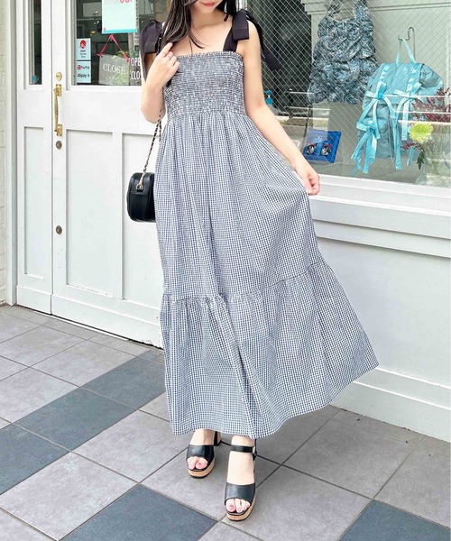 INGNI（イング）の「配色肩リボンシャーリングワンピース（ワンピース・レディース・ブラック系その他3/ブラック系/ホワイト系7・M）」の10枚目の写真