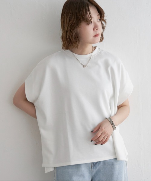 新品未使用　マルコローレ　フレンチスリーブTシャツ　 ブラウスTシャツ　白 セール】フレンチスリーブボックスTシャツ（Tシャツ/カットソー