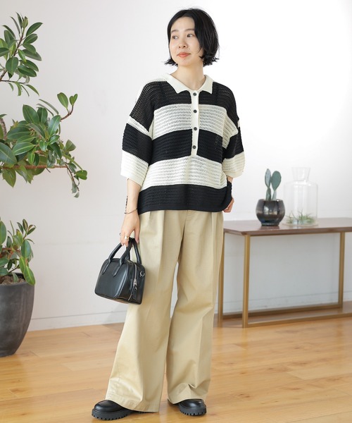 LEPSIM(レプシィム)の「7ゲージラガーメッシュプルオーバー 123532(ニット/セーター・レディース・オフホワイト/ブラウン/グリーン・FREE)」の8枚目の写真