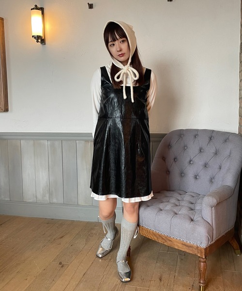 poiregnee（ポワニェ）の「ドッキングフリルワンピース（ワンピース・レディース・ブラウン/ブラック・FREE）」の2枚目の写真