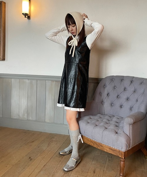 poiregnee（ポワニェ）の「ドッキングフリルワンピース（ワンピース・レディース・ブラウン/ブラック・FREE）」の3枚目の写真