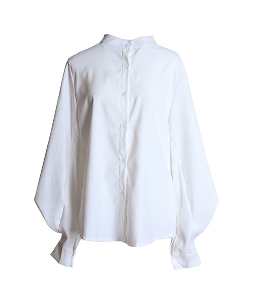 MARAI(マーライ)の「ぽわん袖バンドカラーシャツ(シャツ/ブラウス・レディース・ベージュ/ホワイト/ブルー/ブラック・FREE)」の8枚目の写真