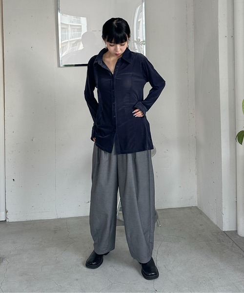 feepur（フェピュール）の「シアーベロアシャツ（シャツ/ブラウス・レディース・ネイビー/オフホワイト・MEDIUM）」の10枚目の写真