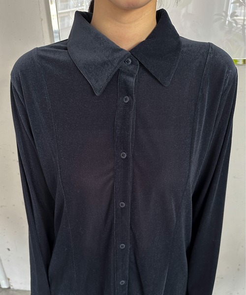 feepur（フェピュール）の「シアーベロアシャツ（シャツ/ブラウス・レディース・ネイビー/オフホワイト・MEDIUM）」の17枚目の写真