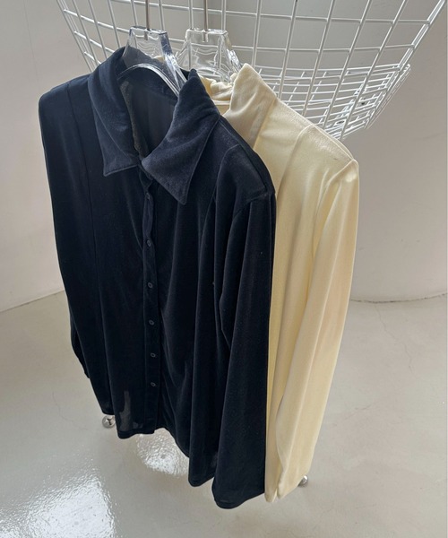 feepur（フェピュール）の「シアーベロアシャツ（シャツ/ブラウス・レディース・ネイビー/オフホワイト・MEDIUM）」の14枚目の写真