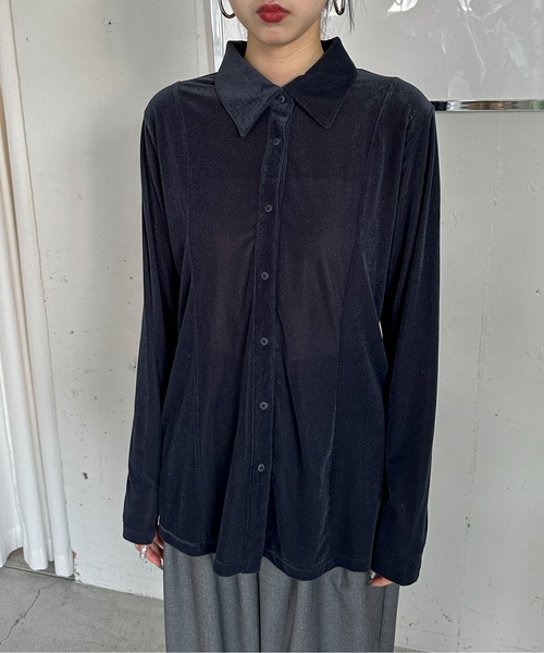 feepur（フェピュール）の「シアーベロアシャツ（シャツ/ブラウス・レディース・ネイビー/オフホワイト・MEDIUM）」の15枚目の写真