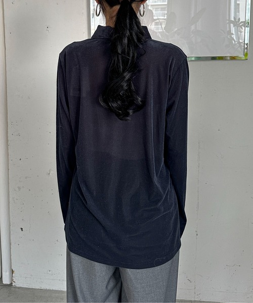 feepur（フェピュール）の「シアーベロアシャツ（シャツ/ブラウス・レディース・ネイビー/オフホワイト・MEDIUM）」の16枚目の写真