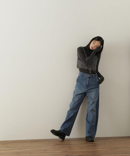 NATURAL BEAUTY BASIC（ナチュラルビューティーベーシック）の「◇デザインニットビスチェ（ベスト・レディース・オフホワイト/チャコールグレー/オリーブ・FREE）」の7枚目の写真