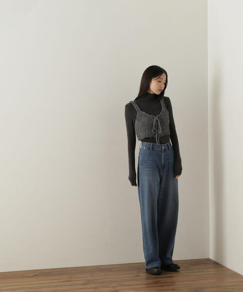 NATURAL BEAUTY BASIC（ナチュラルビューティーベーシック）の「◇デザインニットビスチェ（ベスト・レディース・オフホワイト/チャコールグレー/オリーブ・FREE）」の9枚目の写真