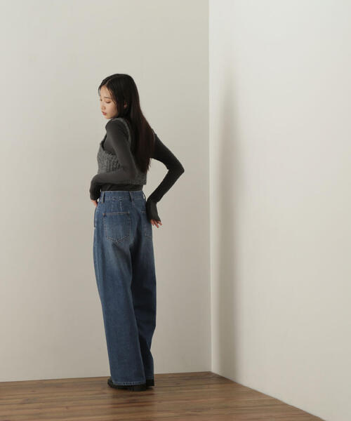 NATURAL BEAUTY BASIC（ナチュラルビューティーベーシック）の「◇デザインニットビスチェ（ベスト・レディース・オフホワイト/チャコールグレー/オリーブ・FREE）」の11枚目の写真