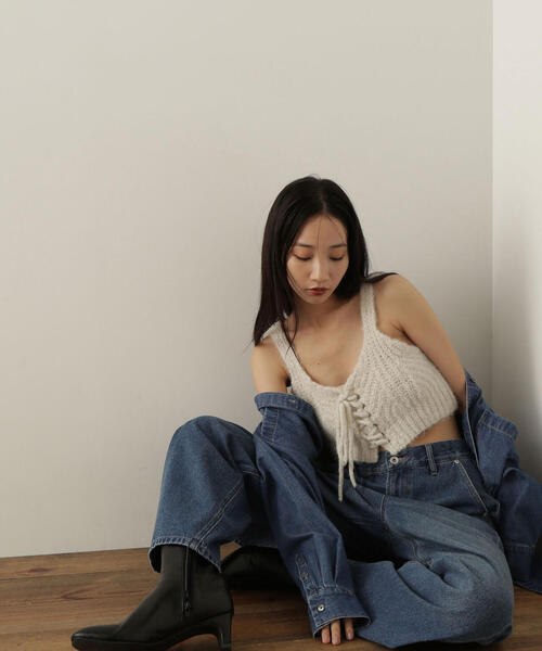 NATURAL BEAUTY BASIC（ナチュラルビューティーベーシック）の「◇デザインニットビスチェ（ベスト・レディース・オフホワイト/チャコールグレー/オリーブ・FREE）」の16枚目の写真