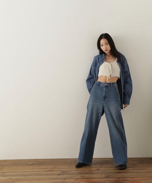 NATURAL BEAUTY BASIC（ナチュラルビューティーベーシック）の「◇デザインニットビスチェ（ベスト・レディース・オフホワイト/チャコールグレー/オリーブ・FREE）」の17枚目の写真