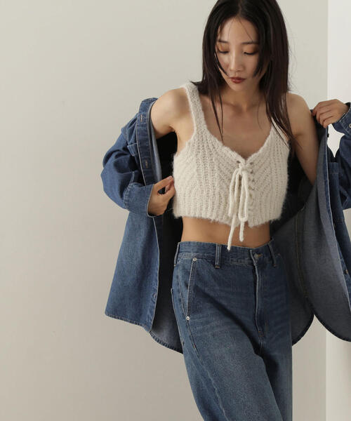 NATURAL BEAUTY BASIC（ナチュラルビューティーベーシック）の「◇デザインニットビスチェ（ベスト・レディース・オフホワイト/チャコールグレー/オリーブ・FREE）」の21枚目の写真