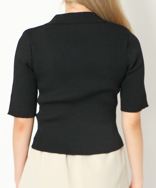 GORGE(ゴージ)の「《襟付きジップ》レディース リブニット 半袖カーディガン 2wayショート丈 春夏秋(Tシャツ/カットソー・レディース・オフホワイト/チャコールグレー/サックスブルー/ブラック/ピンク/グリーン/ホワイト系その他・F)」の19枚目の写真